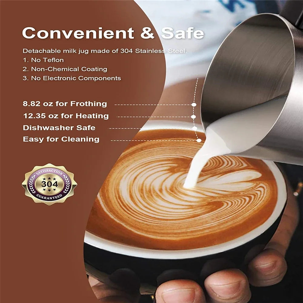 DEVISIB 4-in-1 Automatic Milk Frother – 350ml Stainless Steel Pitcher, Hot & Cold, Dishwasher Safe