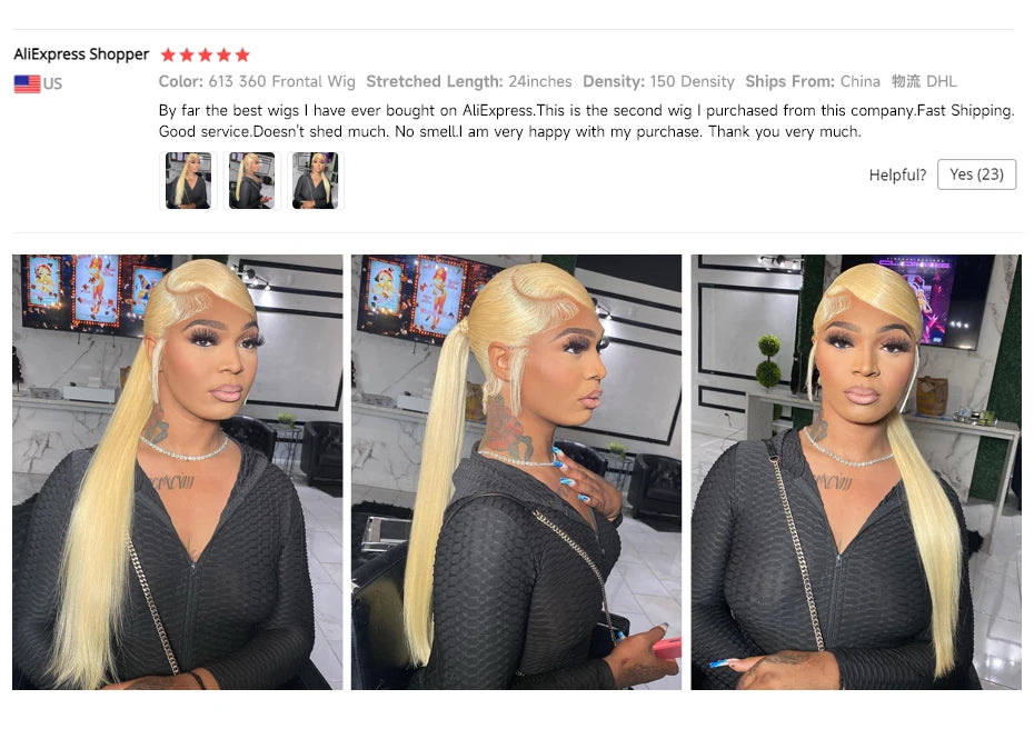 13x4 13x6 360 HD Transparent 613 Honey Blonde Color Lace Front Human Hair Wigs for Women Raw Brazilian Straight Lace Frontal Wig
