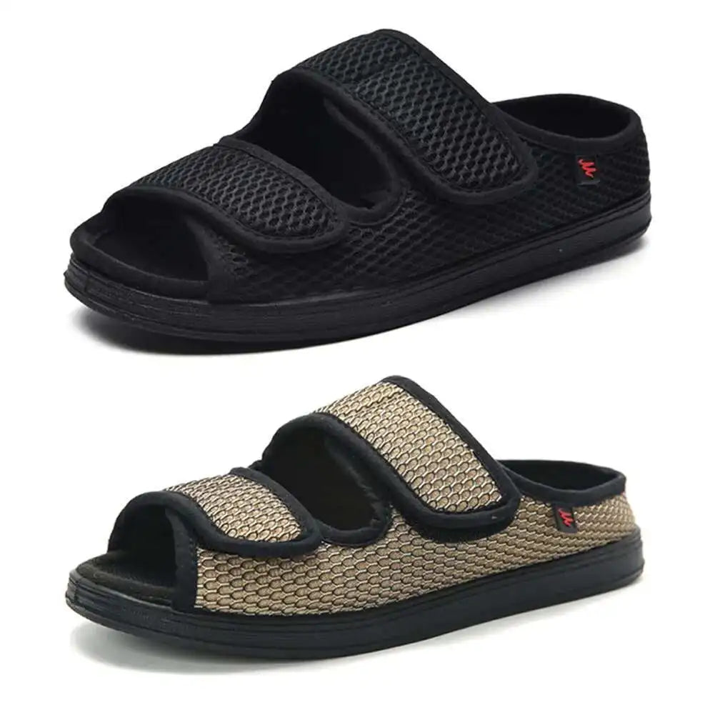 Men's & Women's Extra Wide Diabetic Slippers – Adjustable Indoor & Outdoor Shoes for Swollen Feet