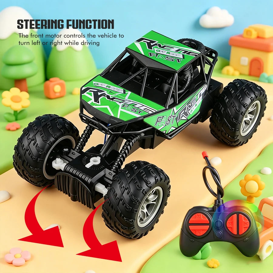 4-Way Remote Control Off-Road Climbing Toy Car with Lights & Anti-Slip Rubber Tires
