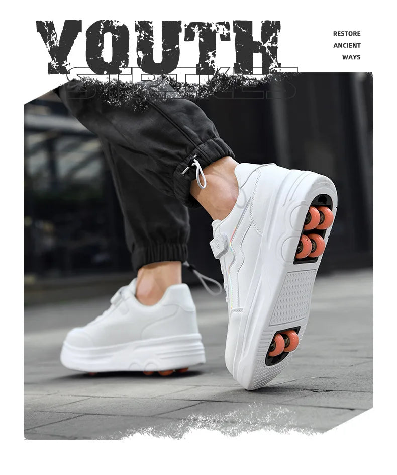 6-Wheel Children's Roller Skate Shoes – 2-in-1 Detachable Wheel Skating Parkour Racing Sneaker
