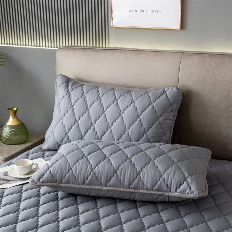 Brushed Cotton Waterproof Pillowcase – Soft Breathable Padded Pillow Cover, Single or 2-Piece Set