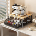 Modern Solid Wood & Metal Microwave Storage Rack — Space-Saving Countertop Kitchen Shelf