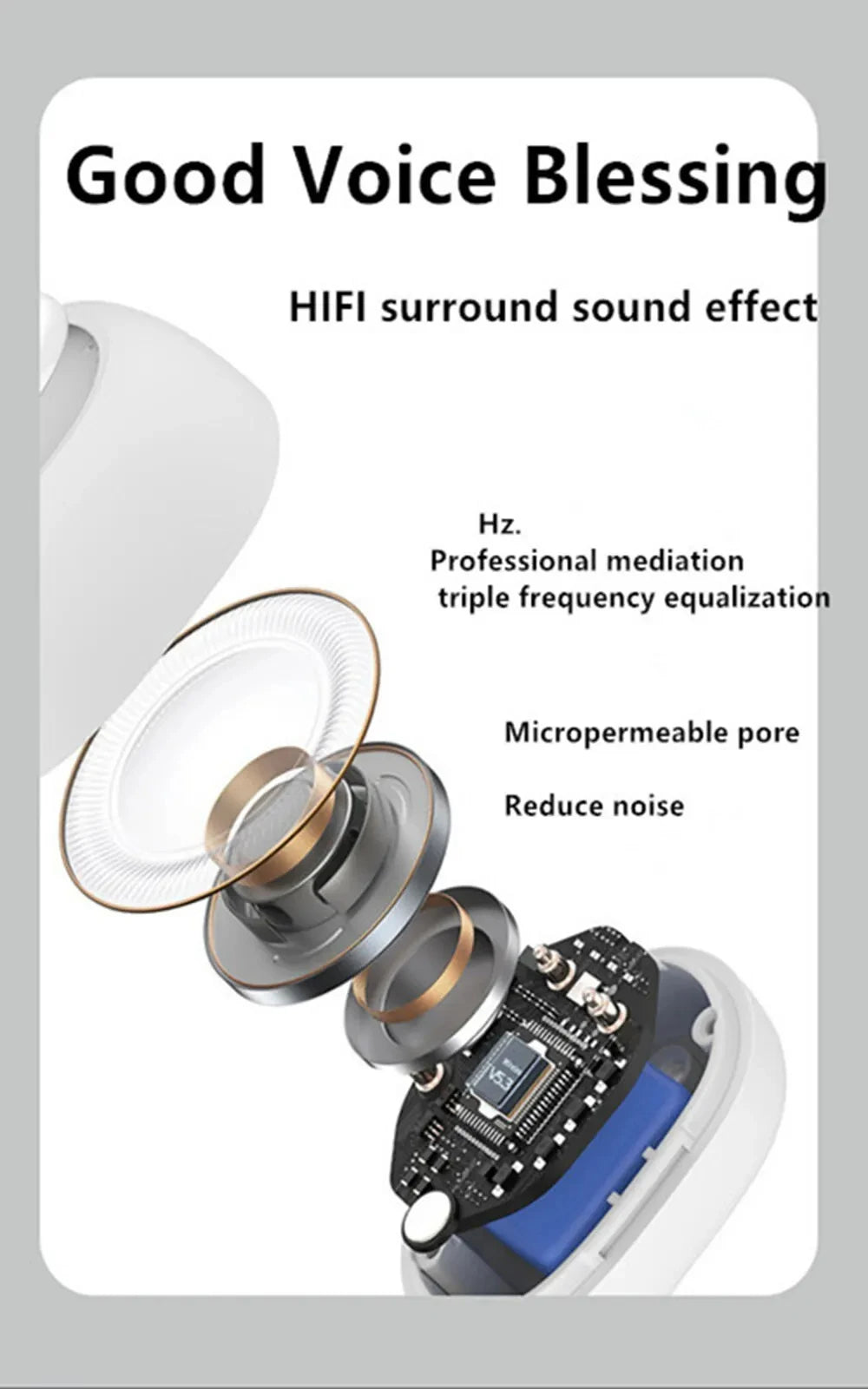 MECOTTZ Bluetooth 5.3 Ear Hook Earphone – Hybrid Driver, ANC, IPX5, 688Hr Standby, CE/RoHS, Single & 3-Pack