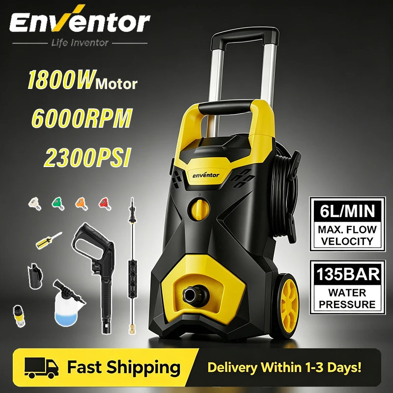 Electric Pressure Washer – Enventor 120V, Four Nozzles