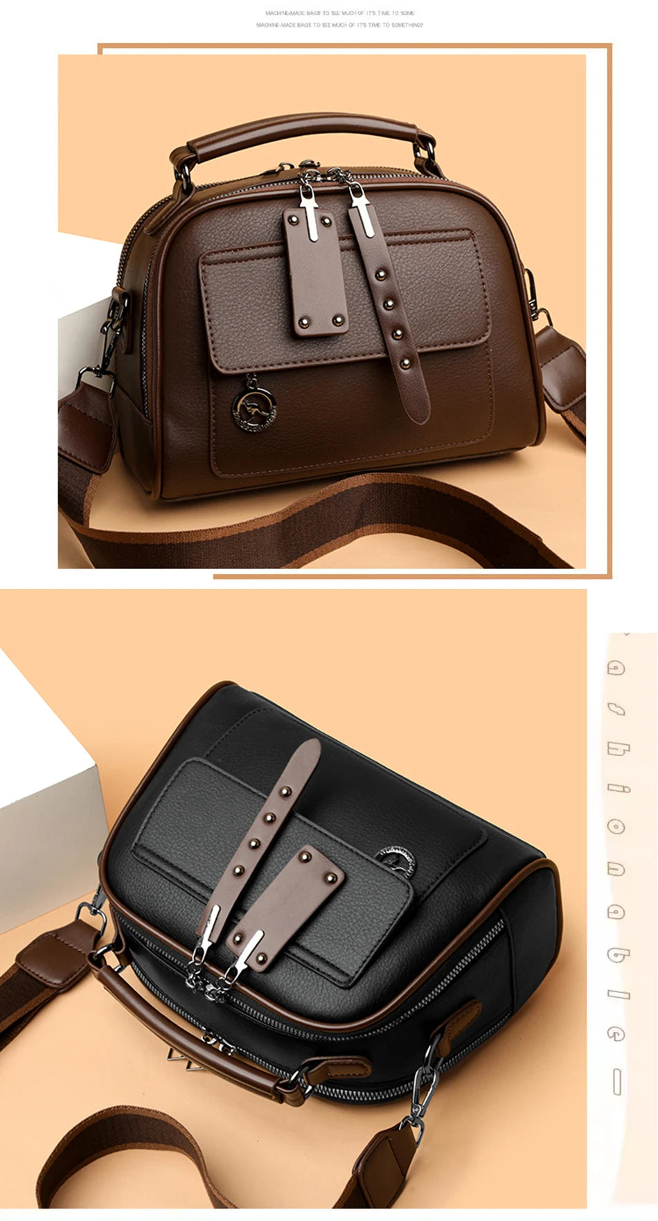 3-Layer Soft PU Leather Crossbody Shoulder Tote – Large Capacity Designer Messenger Bag for Women