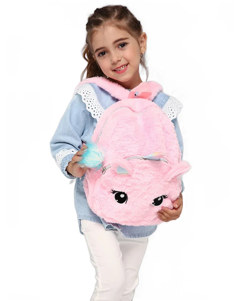 Unicorn Backpack – Girls Plush School Bag