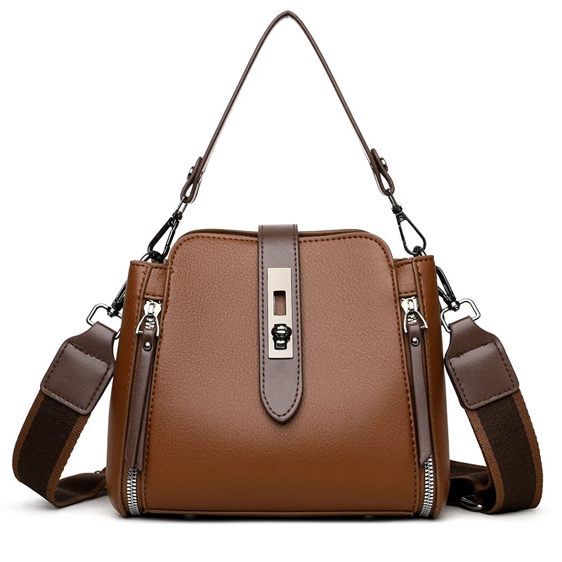 Luxury PU Leather Casual Tote Shoulder Bag – Designer Crossbody Handbag for Women