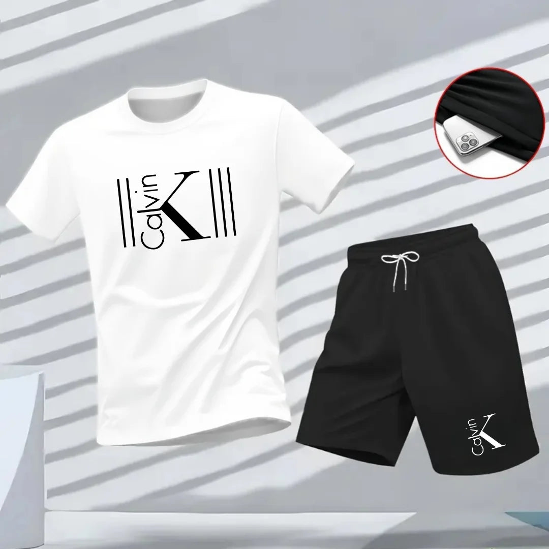 Men's Pattern Print T-Shirt & Shorts Set – Breathable Summer Streetwear Casual 2-Piece