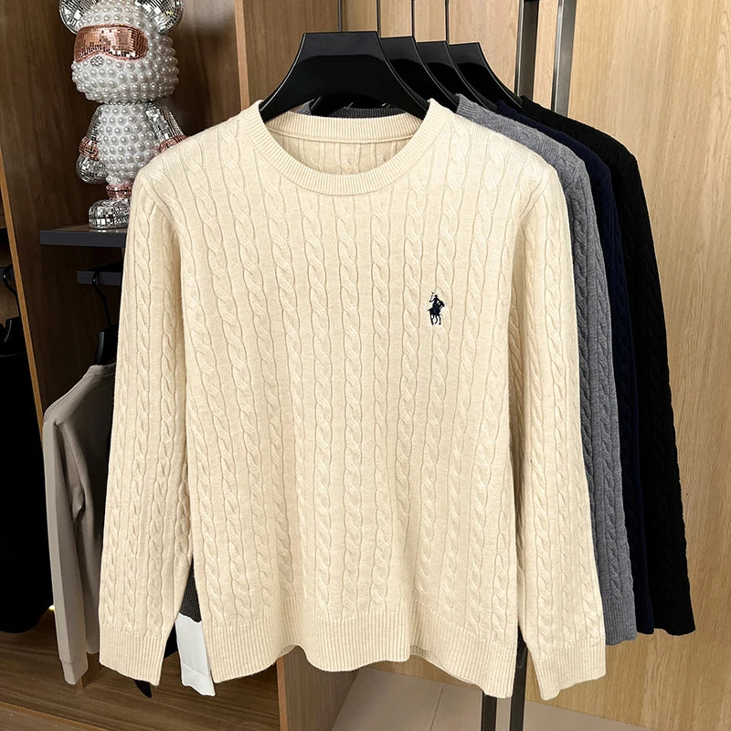 Men's Luxury Pony Embroidery Knit Sweater — Premium Detail Knitwear