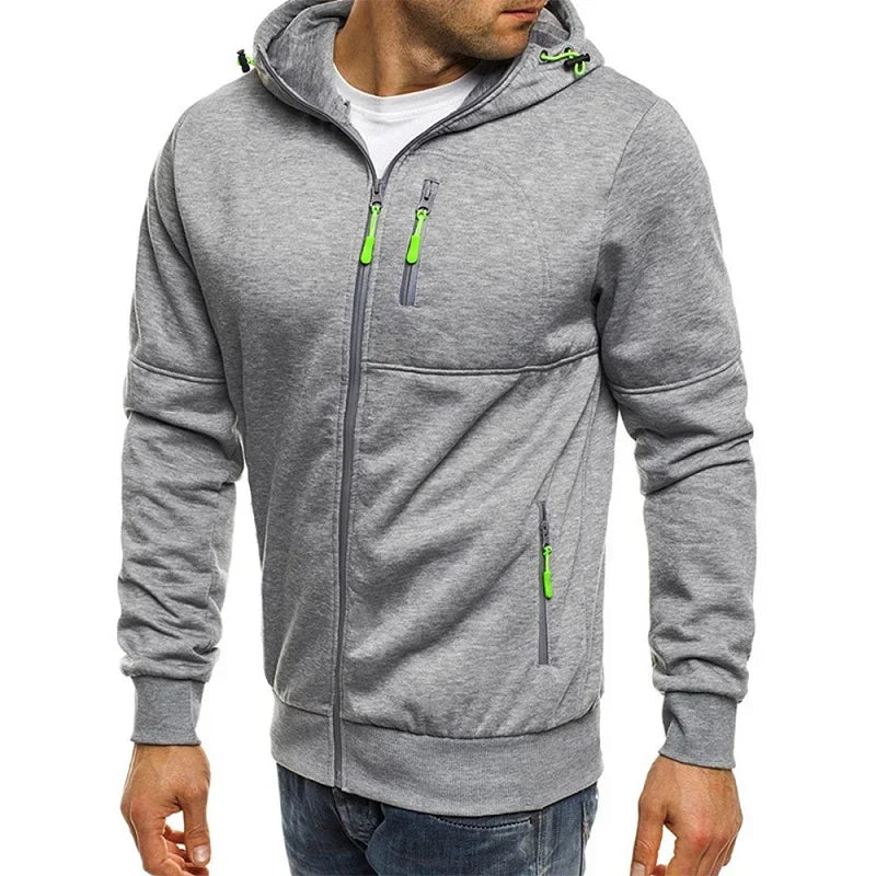 Men's Zip Hooded Sweatshirt Jacket — Casual Everyday Zip-Up Hoodie