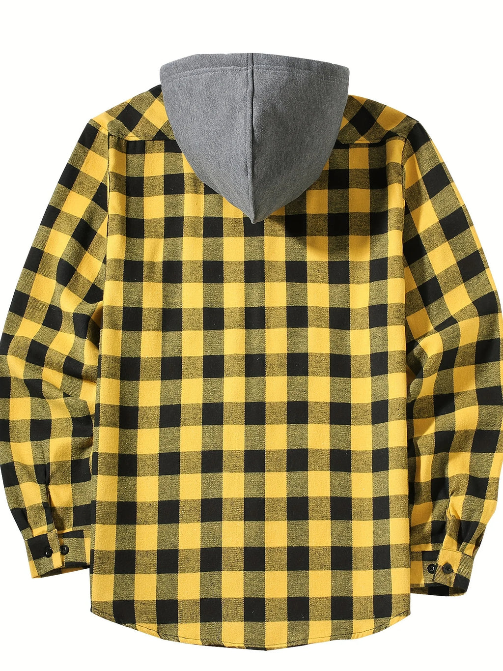 Men's Plaid Hooded Long Sleeve Shirt — Casual Flannel-Style Shirt Jacket