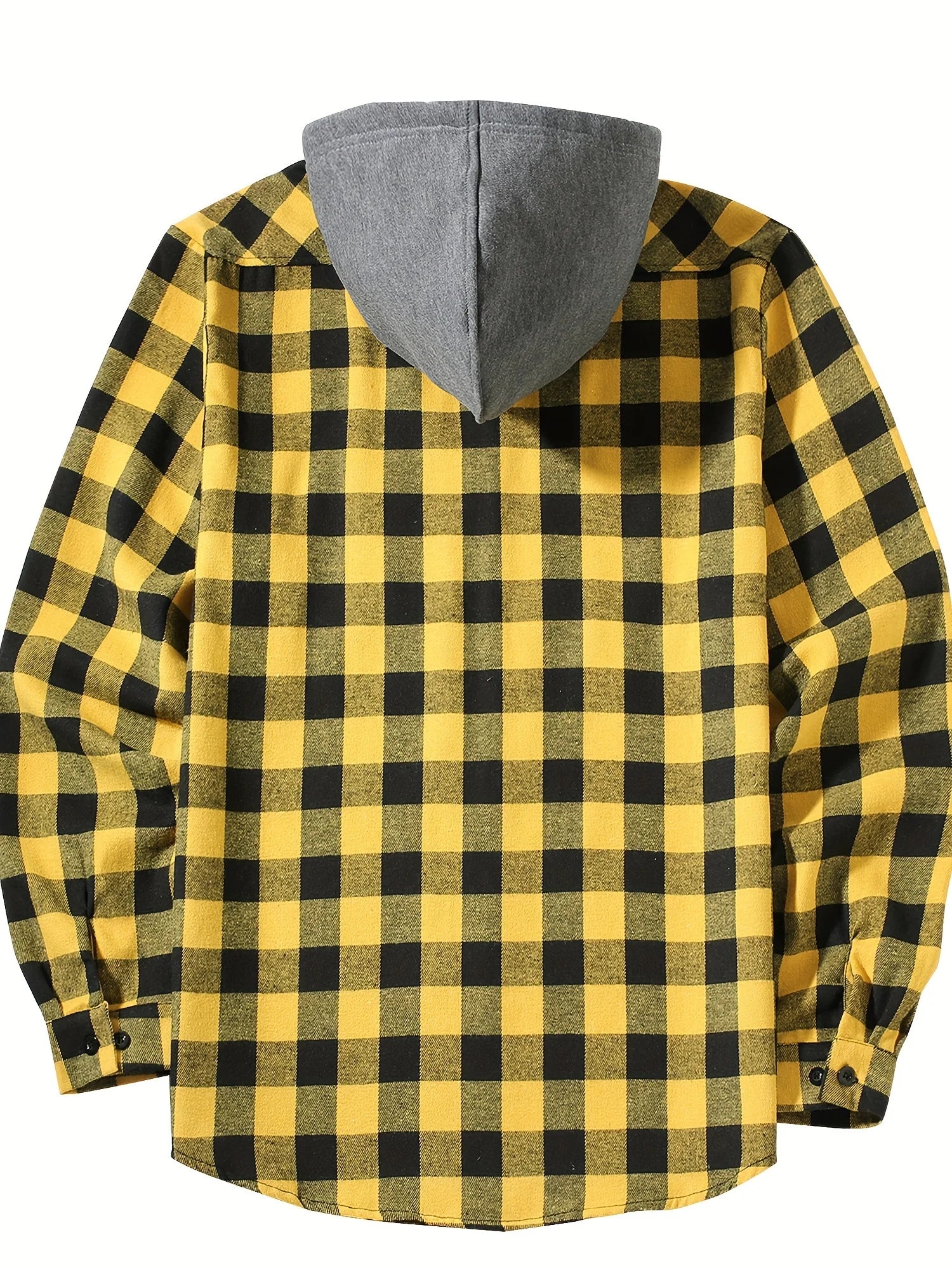 Men's Plaid Hooded Long Sleeve Shirt — Casual Flannel-Style Shirt Jacket