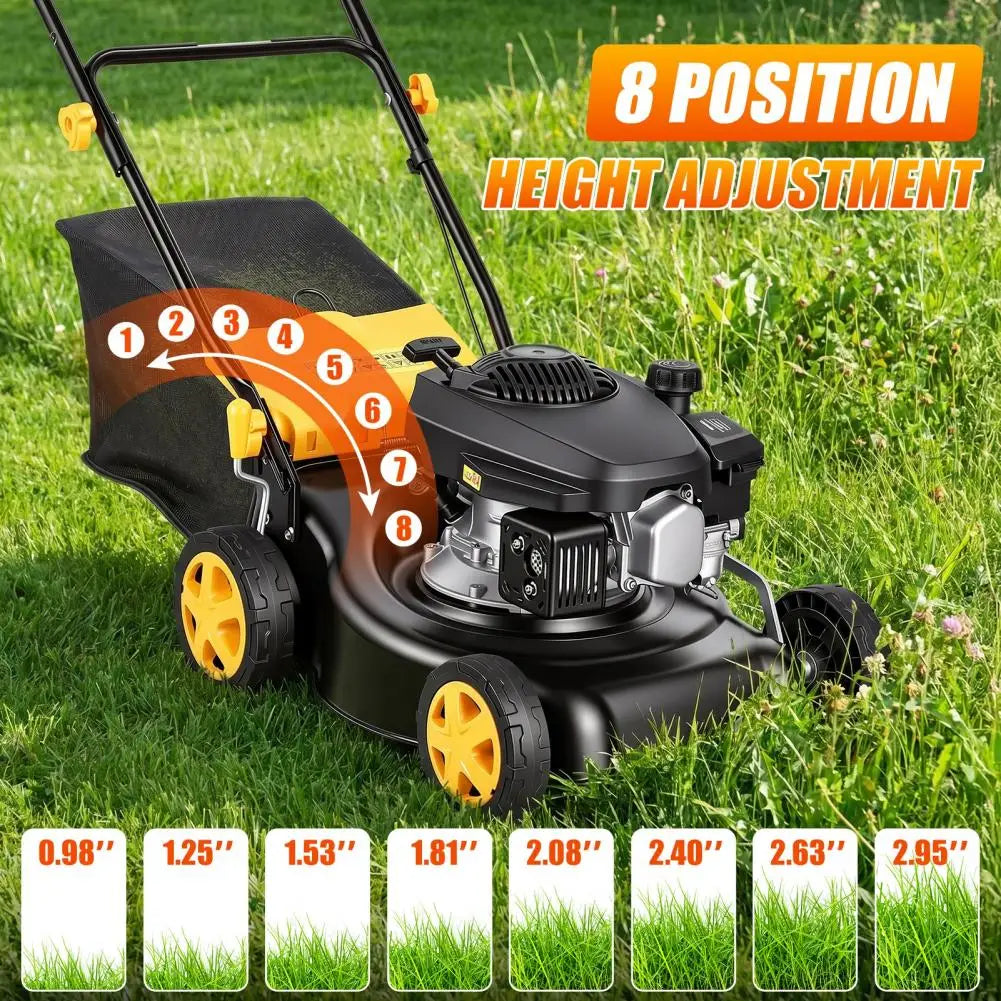 16-Inch Gas Lawn Mower | 4-Stroke Air-Cooled Engine, 3-in-1 Self-Propelled, 45L Grass Tank, 8-Position Height Adjustment