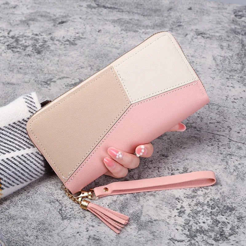 Women's Fashion Zipper Long Wallet – PU Leather Billfold with Coin Purse & Card Holder