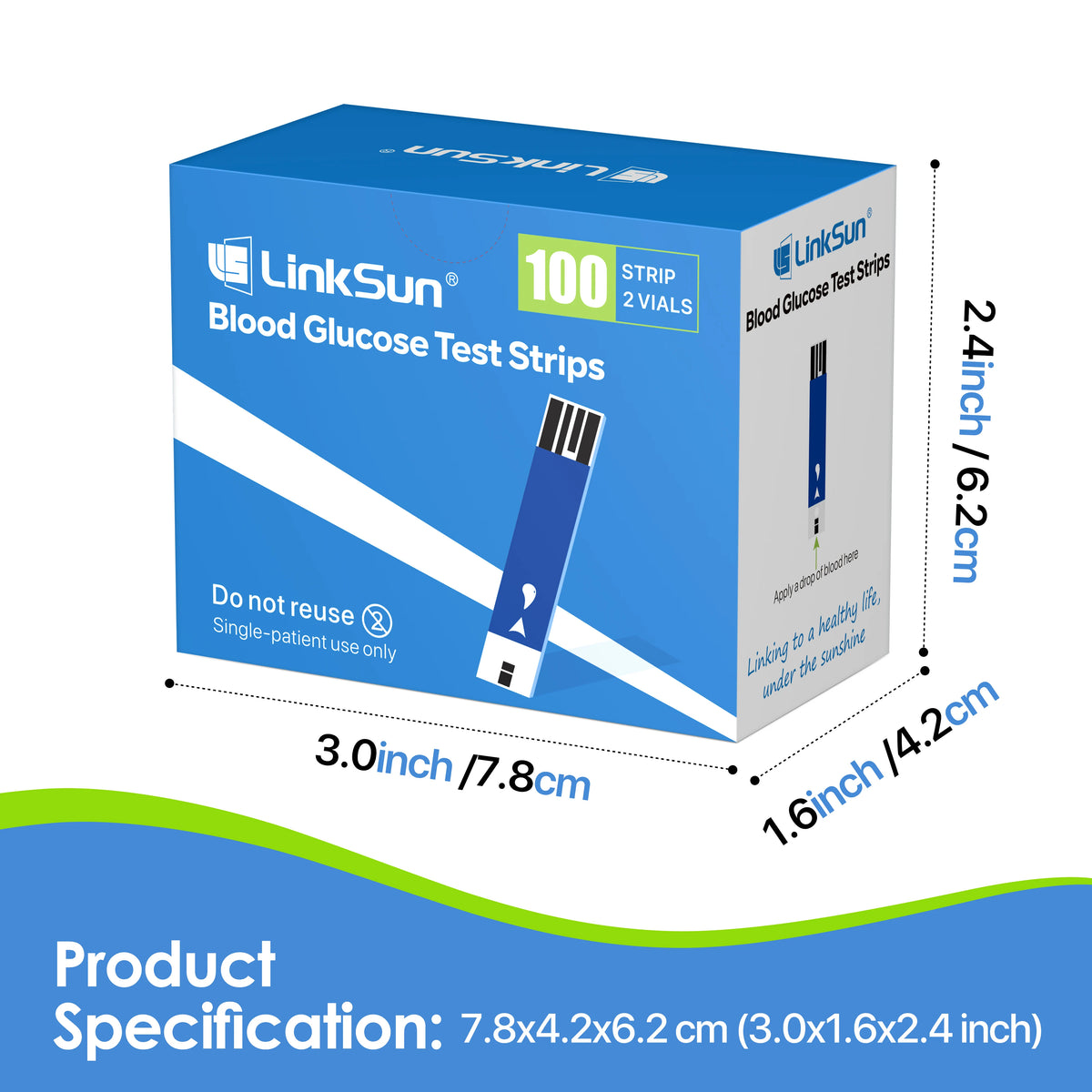 Linksun Blood Glucose Test Strips & Lancets for G-425-2, G-425-3, G-427B – 50 to 500PCS