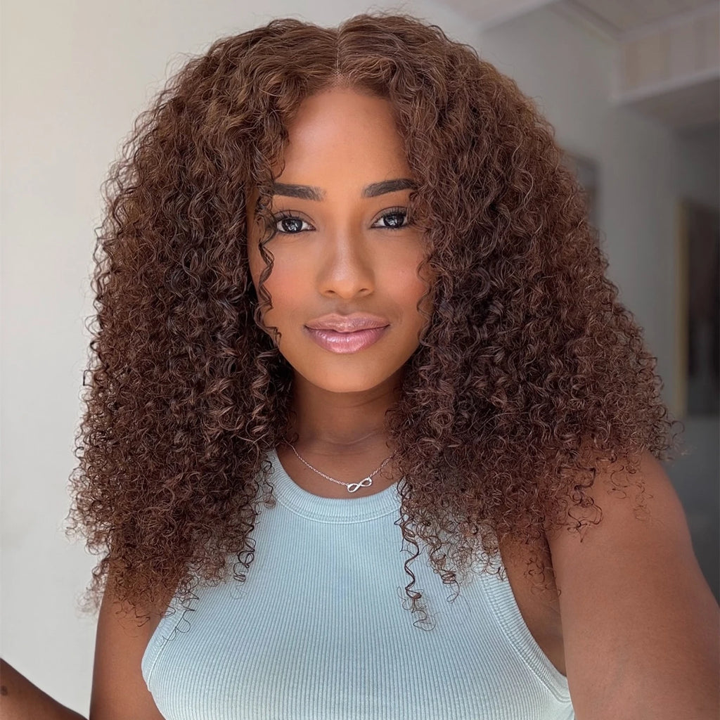 Chocolate Brown Curly 13x4 Lace Front Wig Human Hair Water Wave Brazilian Wig HD Lace 36 Inch for Women 13x6 Frontal Wig