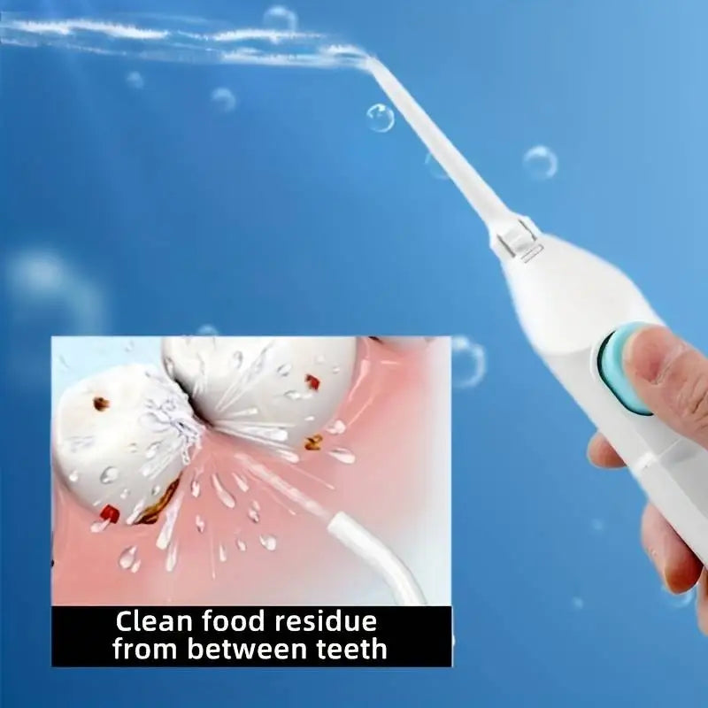 Cleaner Teeth. Healthier Gums. — Portable Manual High Pressure Oral Irrigator | Water Dental Flosser, Toothpick Jet, No Batteries, Pink, Blue & Black