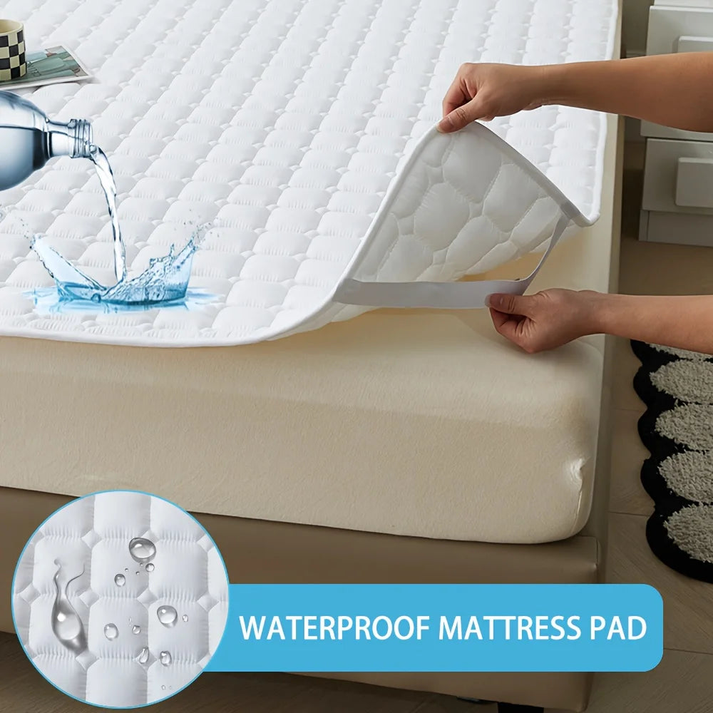 Waterproof Quilted Mattress Protector – Thickened Breathable Cover for Single & Double Beds