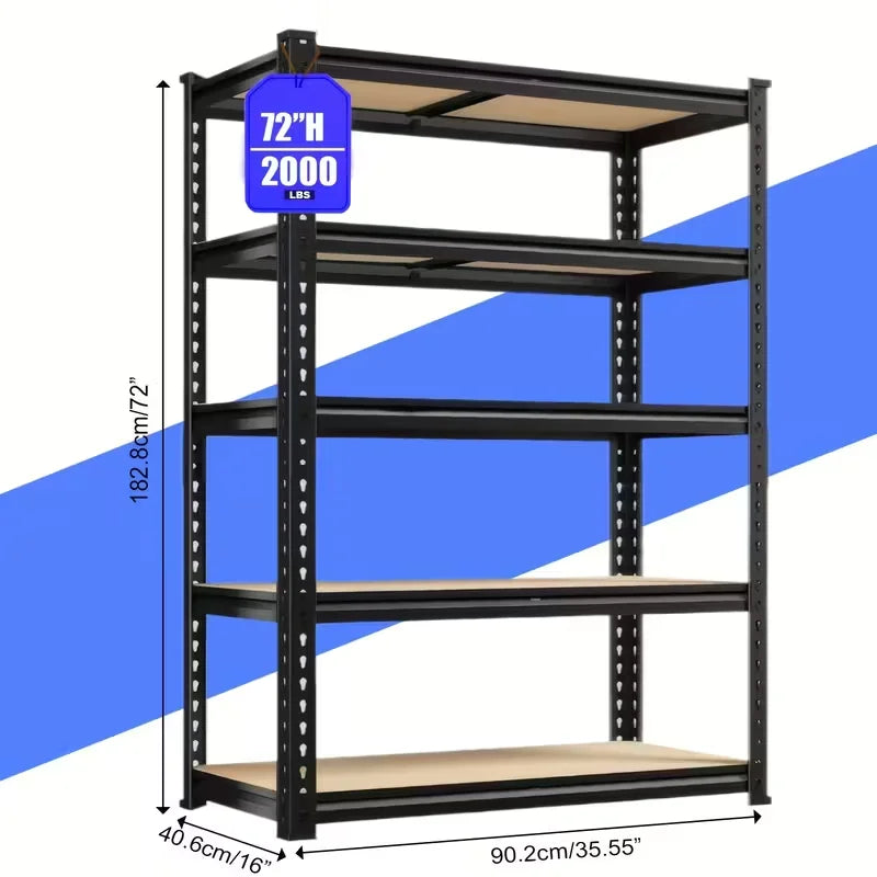 Heavy Duty 5-Tier Garage Shelving Unit — 2,000 LB Capacity, Adjustable Steel Storage Rack