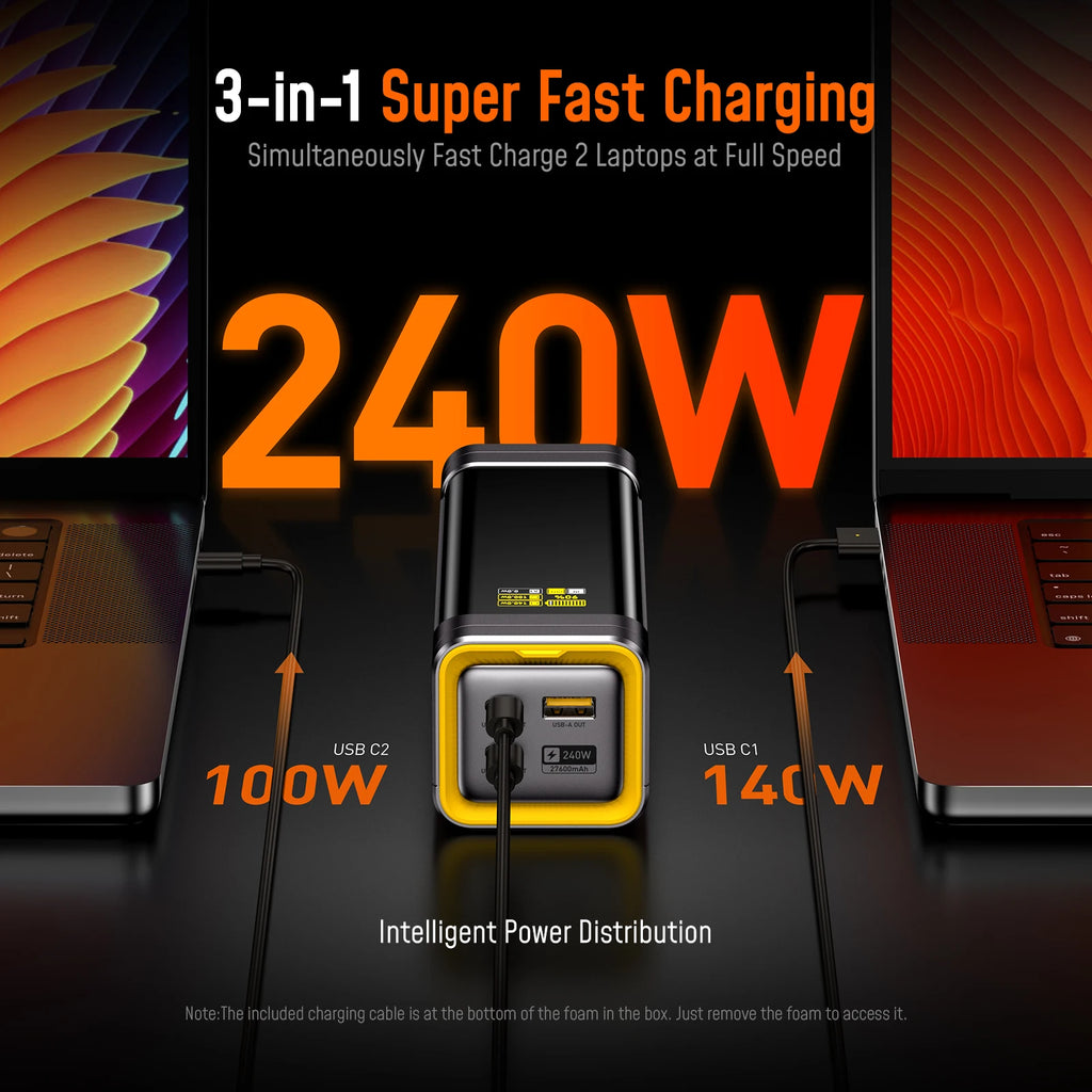 Aohi The Future Starship 240W 27,600mAh LED Display Power Bank with 3FT C-C Cable