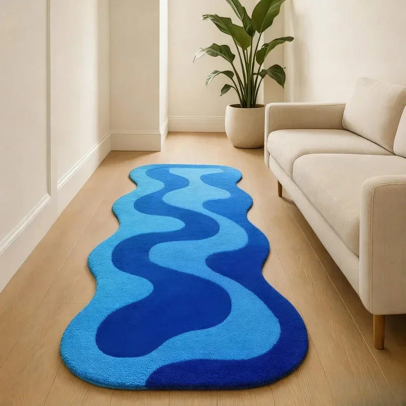 VIKAMA Gradient Wave Rug | Warmth-Retaining, Non-Slip, Fade-Resistant, Bedroom Bedside & Living Room Mat