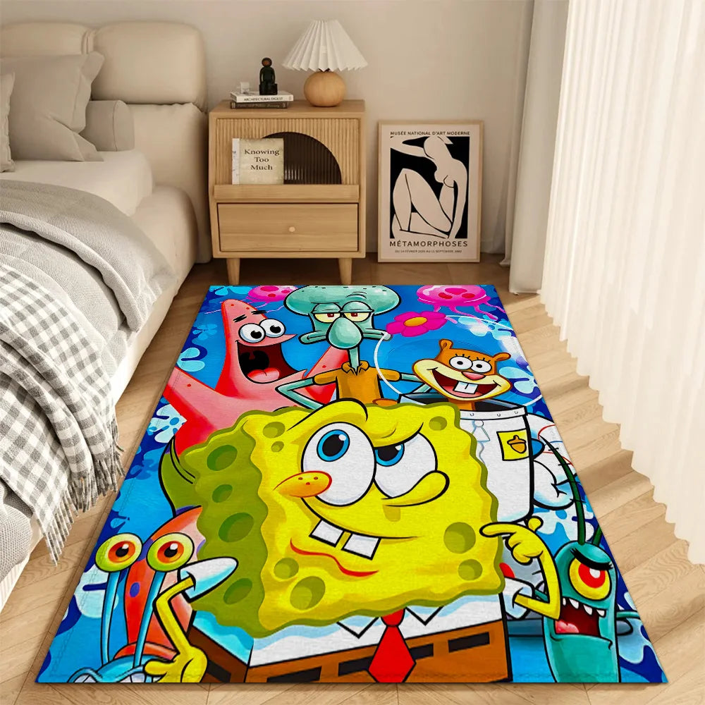 SpongeBob Crystal Velvet Area Rug – Non-Slip Bedroom Carpet & Doormat for Kids & Home Decor