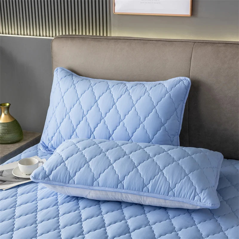Brushed Cotton Waterproof Pillowcase – Soft Breathable Padded Pillow Cover, Single or 2-Piece Set