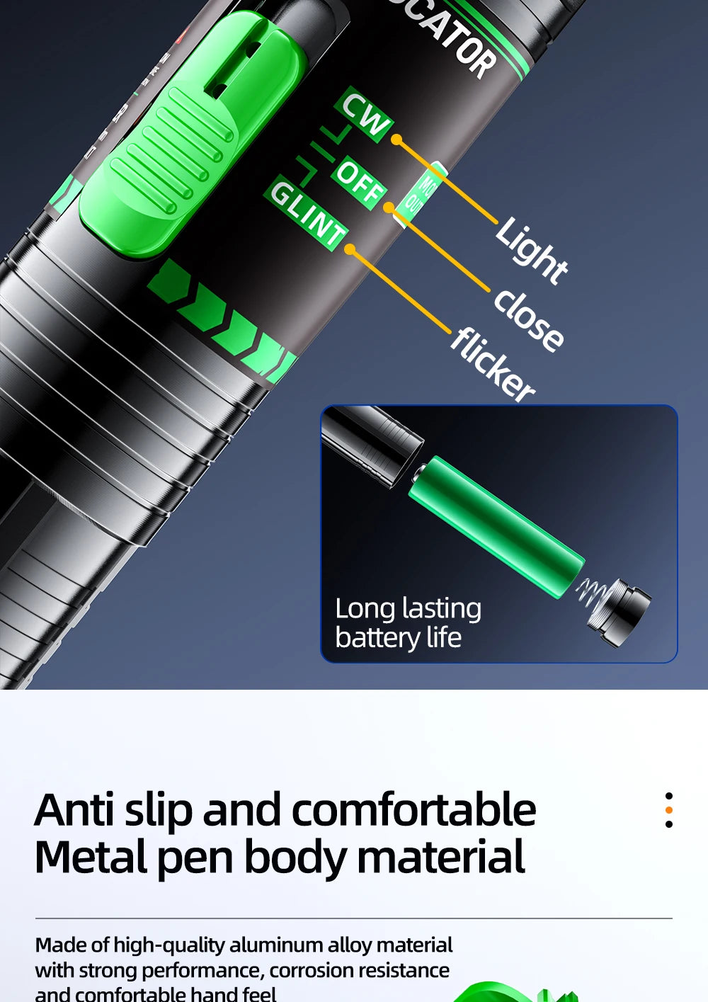 Rechargeable Green VFL Fiber Optic Tester – 15mW to 100mW Visual Fault Locator Pen