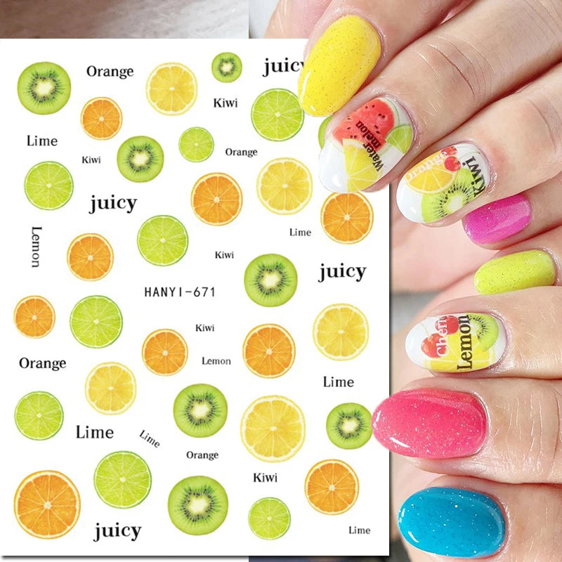 3D Summer Tropical Nail Art Sticker Decals — Palms, Butterflies & Flowers