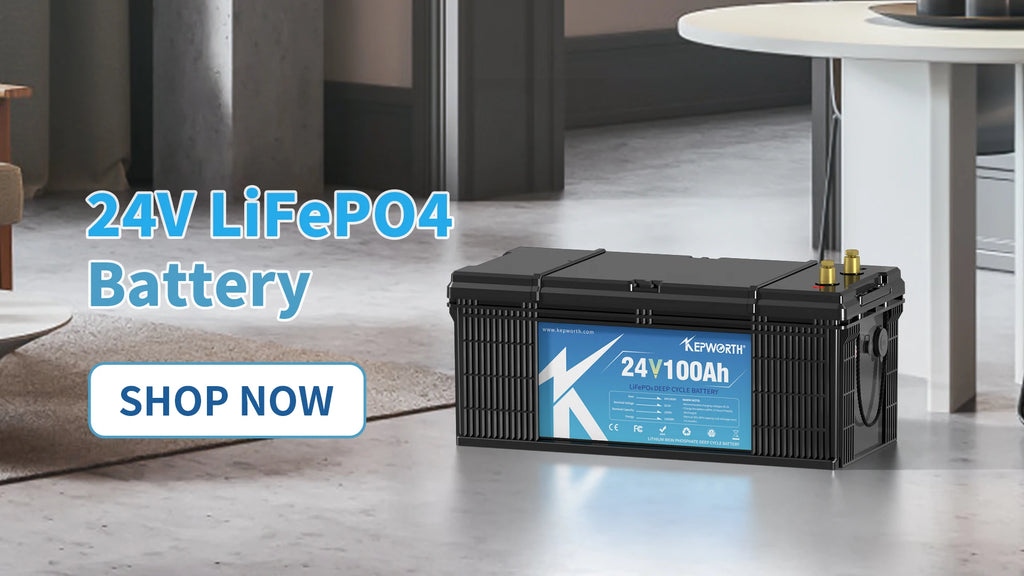 24V 100Ah LiFePO4 Lithium Iron Phosphate Battery — Deep Cycle for Solar, RV & Marine