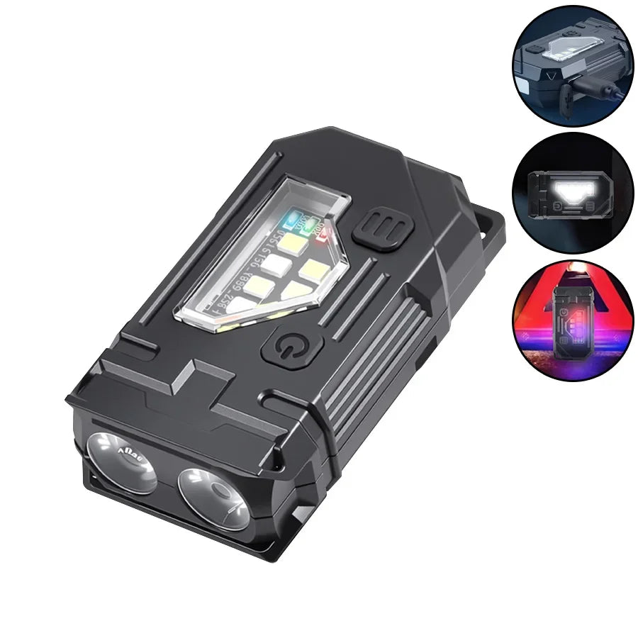 Mini COB LED Flashlight – 8 Modes, Magnetic Base, Hat Clip, USB-C Rechargeable for Camping & EDC