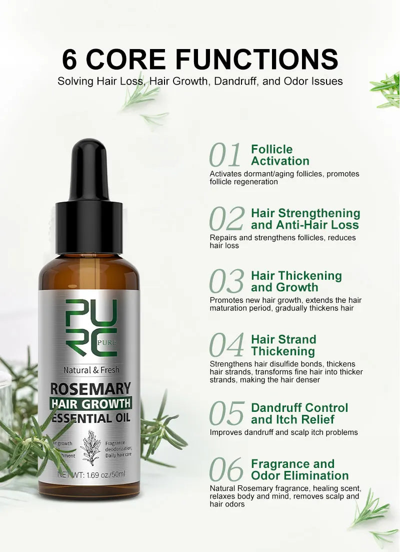 PURC Rosemary Oil Hair Treatment Ginger Hair Care Products for Men Women Smoothing Anti-Frizz Hair Care