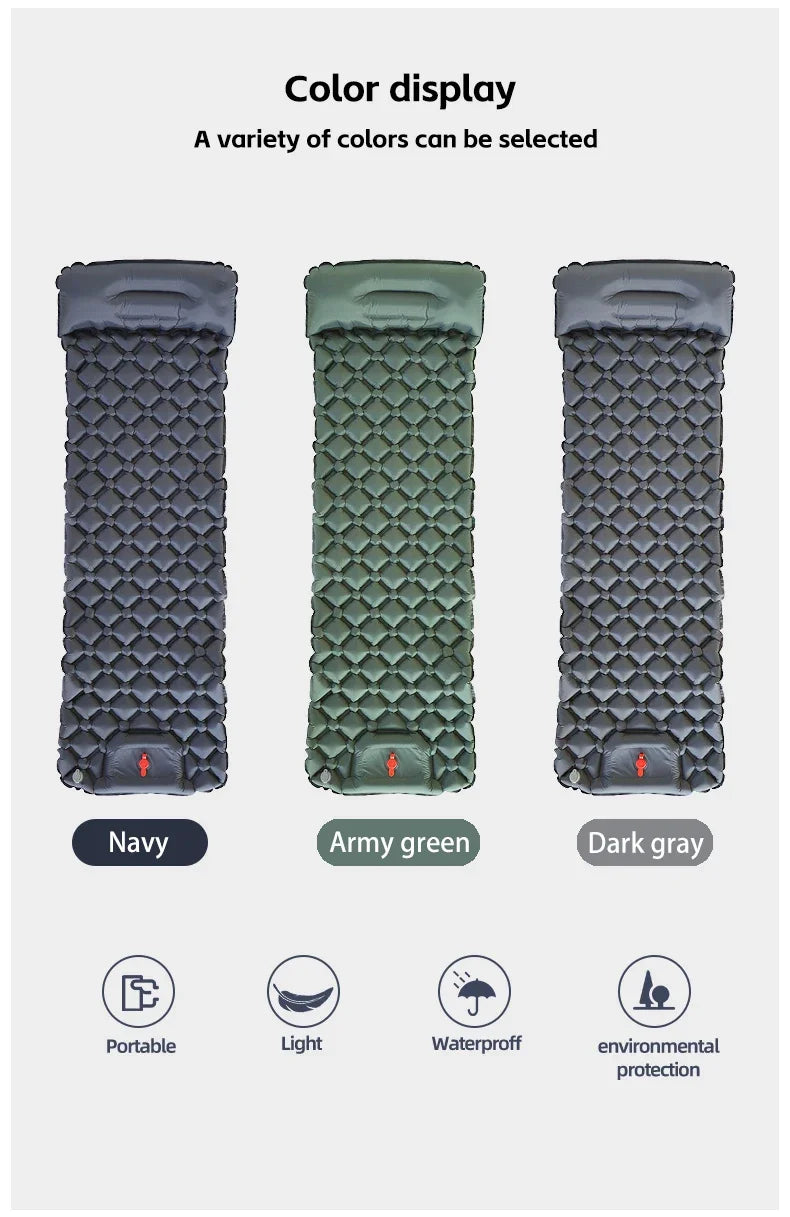 TARKA Inflatable Camping Mat with Pillow – Self-Inflating Air Mattress for Hiking, Climbing & Outdoor