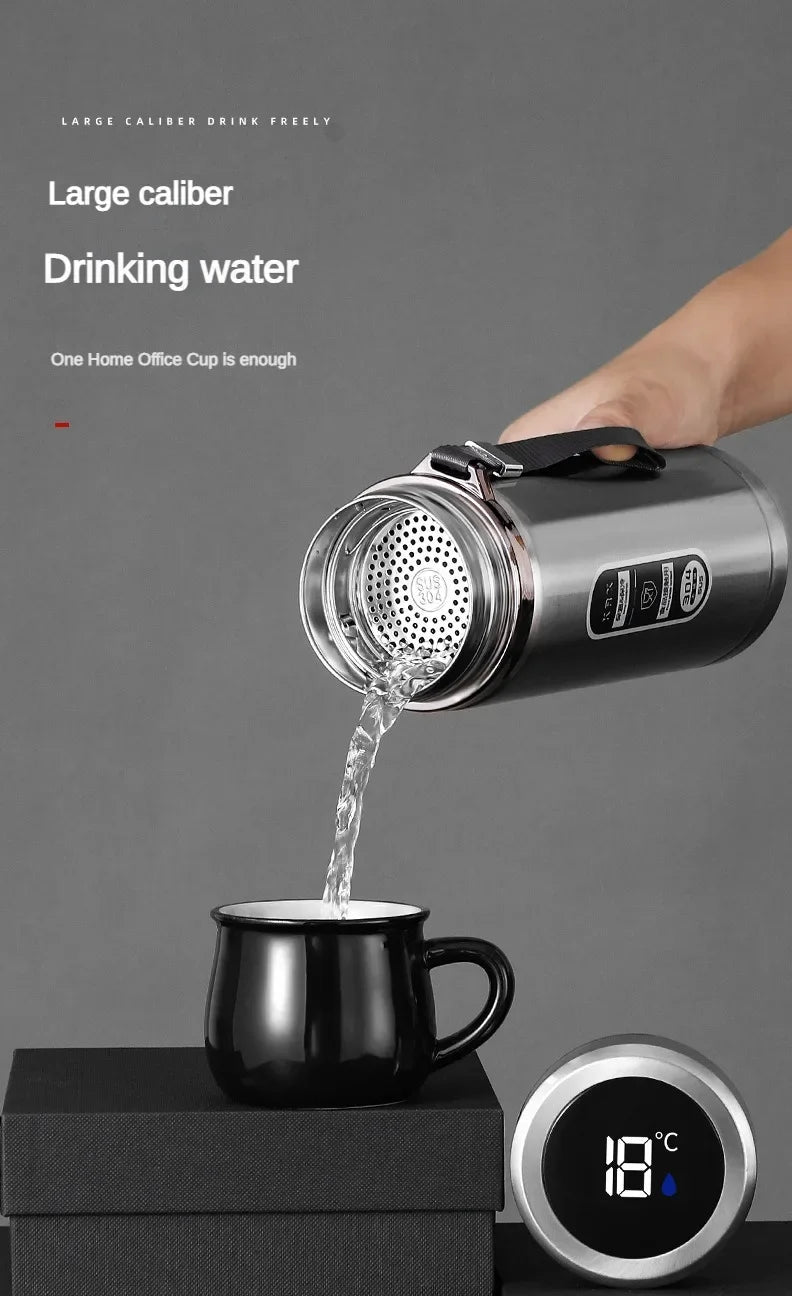 Stainless Steel Thermos Bottle with LED Temperature Display – 500ml–1L Vacuum Flask