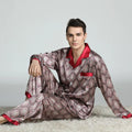 Men's Ice Silk Satin Pajama Set — Long Sleeve Top & Pants Sleepwear