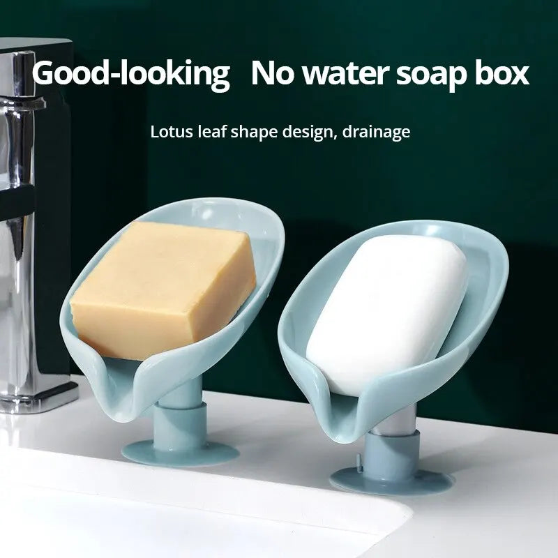 Dry Soap. Clean Bathroom. No Drilling. — Draining Soap Box Set | 2pcs, Suction Cup, Punch-Free, Self-Draining, Cute Design