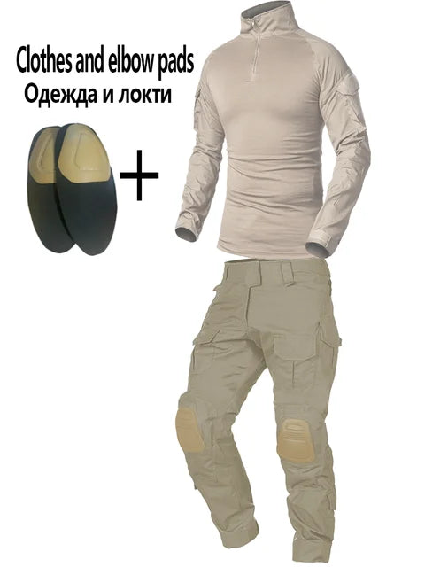 Men's Multicam Tactical Uniform Set – Combat Shirt & Cargo Pants for Airsoft & Hunting