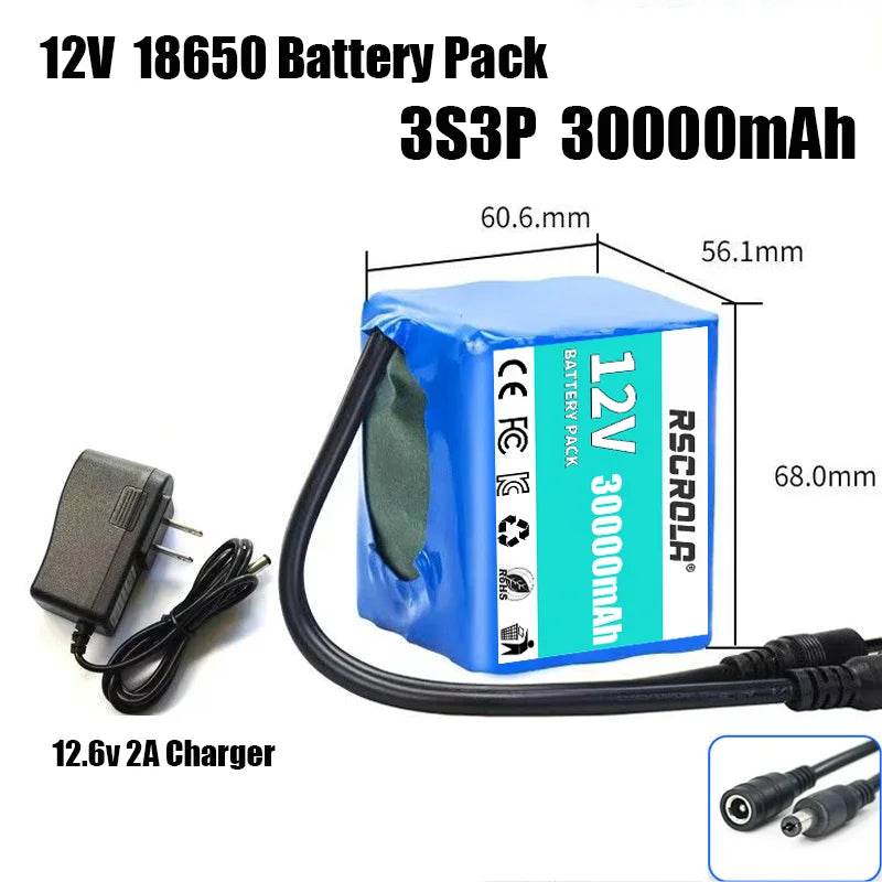 Rechargeable 12V 18650 Lithium Battery Pack with BMS – For Solar, LED Light, RC Model & Power Supply with Charger
