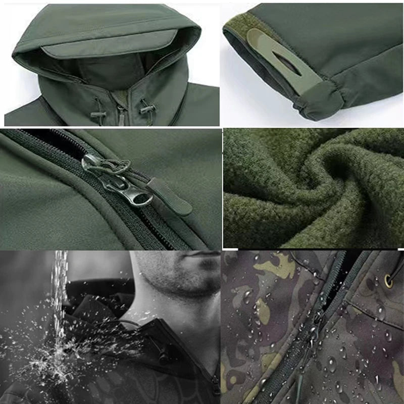 Men's Hooded Softshell Jacket – Multi-Pocket Outdoor Layer
