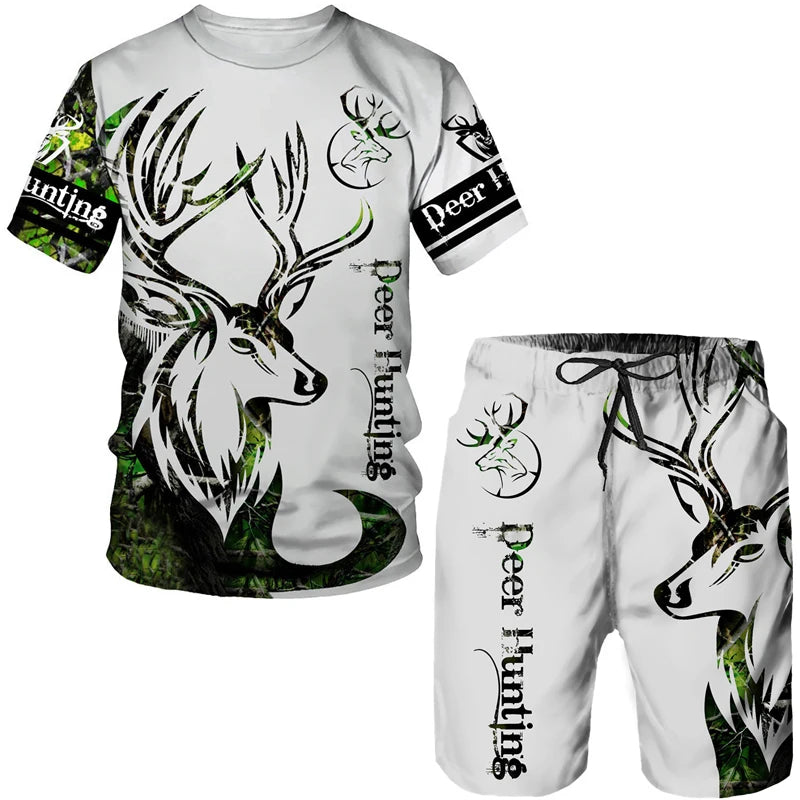 Men's 3D Tiger Print Short Sleeve T-Shirt & Shorts Set – Casual Sportswear