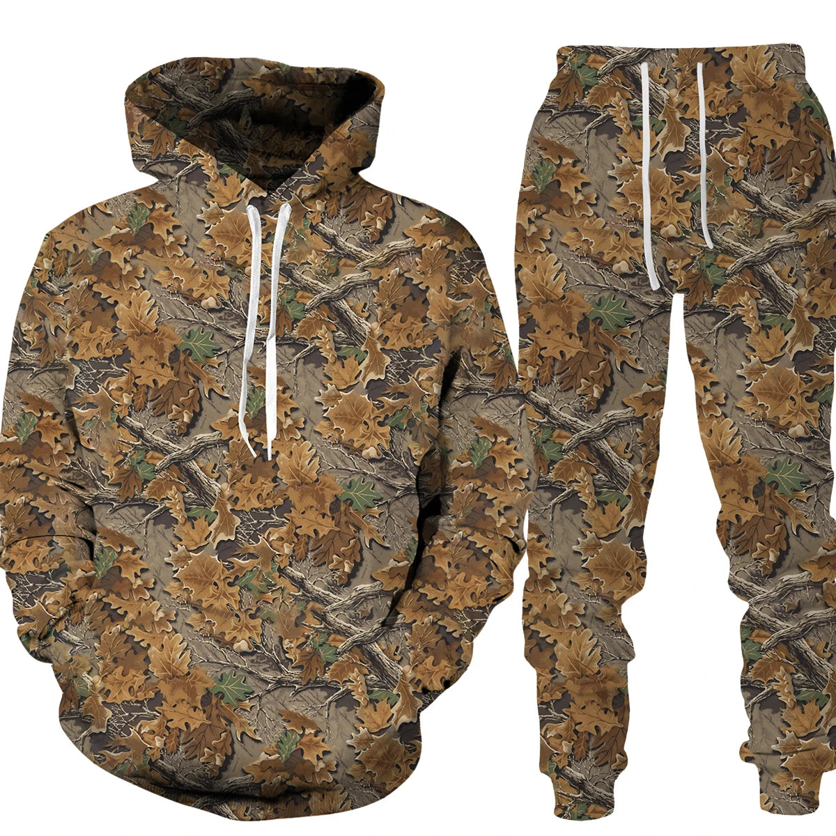 Men's Camouflage Animal 3D Print Hoodie & Pants Tracksuit – Unisex 2-Piece Set