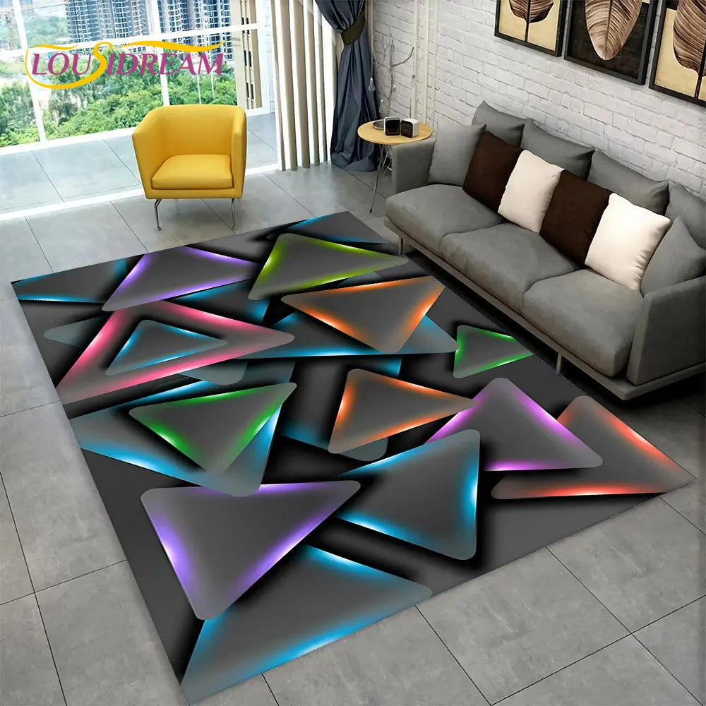 3D Abstract Modern Geometric Illusion Area Rug | 100% Polyester, Non-Slip, Machine Washable, 8 Sizes