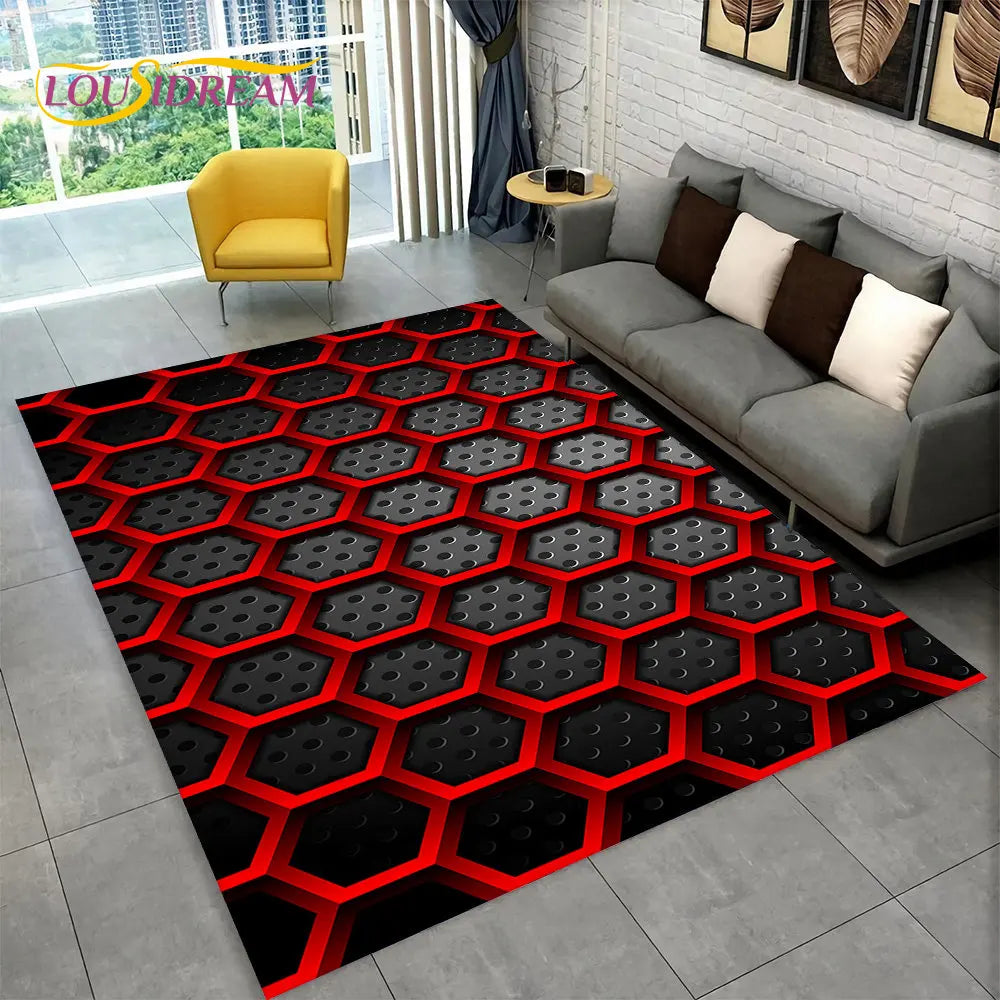 3D Geometric Illusion Area Rug – Non-Slip Modern Carpet for Living Room & Bedroom