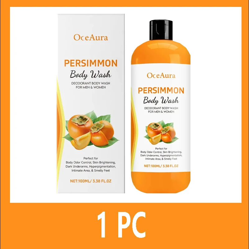 Persimmon Body Wash Gel — Gentle Cleansing, Moisturizing & Body Odor Remover Shower Gel 100ml