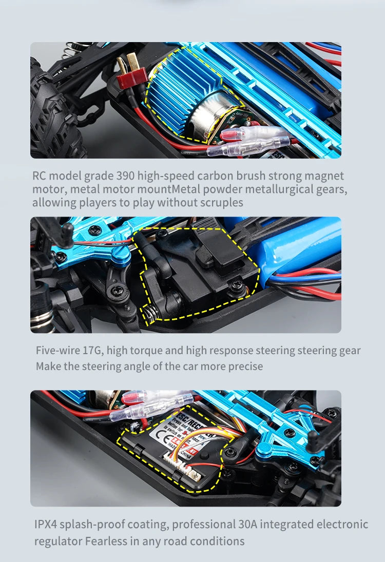 50KM/H 1:16 Scale 4WD RC Car with LED Lights – High Speed Off-Road Buggy Truck