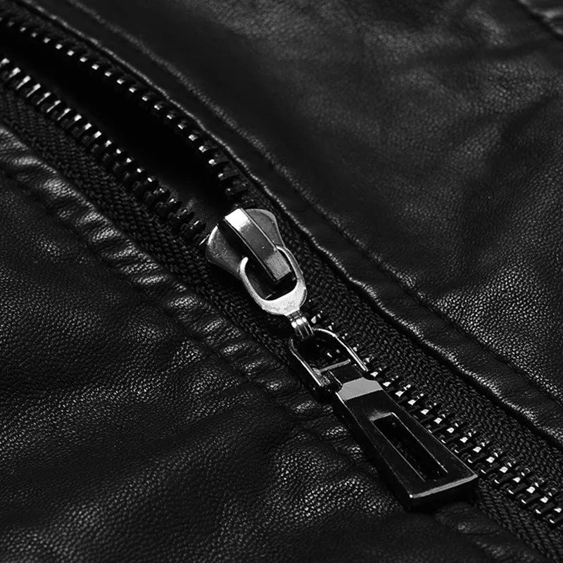Women's Black Faux Leather Jacket – Zip-Front Biker Style