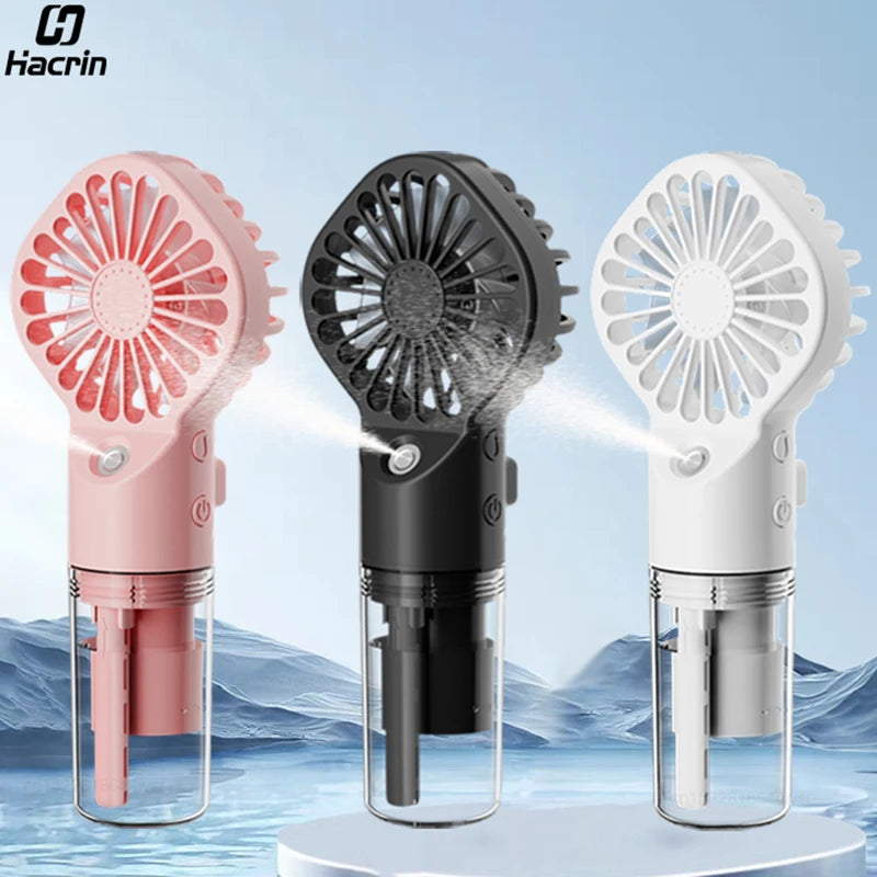 Portable Handheld Mist Fan with Humidifier — USB Rechargeable Mini Water Spray Fan