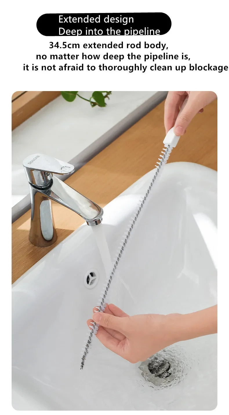 Flexible Drain Cleaning Brush — Pipe Dredging Tool for Bathroom, Kitchen & Sink Clogs