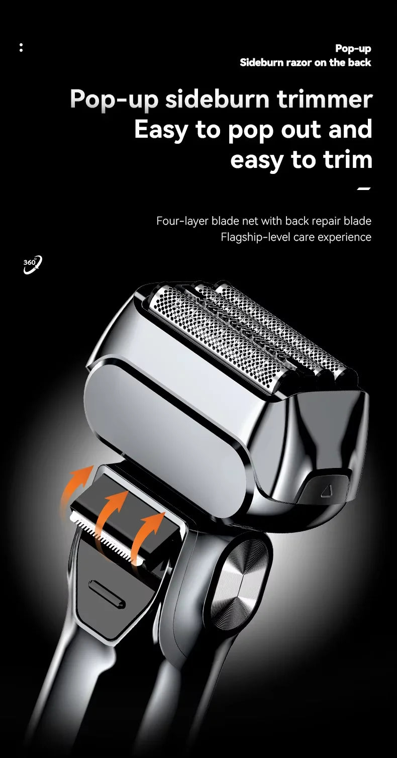 Kemei KM-1310 Rechargeable Men's Electric Shaver – 4-Blade Reciprocating, Wet/Dry, 100-Min Battery